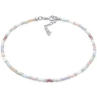 Elli Fußkette Glasperlen Pastell Sommeraccessoire 925 Sterling Silber