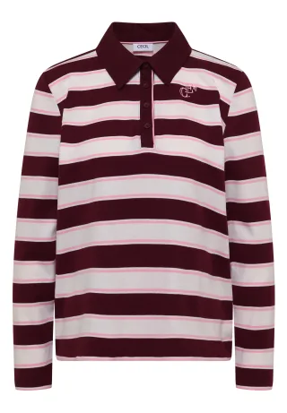 CECIL - Langarm Poloshirt mit Knöpfen red wine - Gr. - S