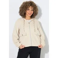 Ulla Popken Sommerjacke Cordjacke A-Linie Kapuze langarm elastischer Saum