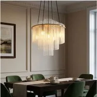 GLOBO LIGHTING Kronleuchter, Leuchtmittel nicht inklusive, Kronleuchter Metall Glas gold Glasstäbe opal gemustert H 120 cm