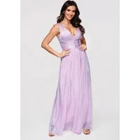 OMBRE Abendkleid Damen Abendkleid Maxi mit V-Ausschnitt Elegant Violett M (kein Set, 1-tlg)