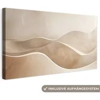 OneMillionCanvasses® Leinwandbild Panorama Beige - Natur - Abstrakt - Modern, Fotodruck (1 St), Leinwand Bilder für Wohnzimmer Schlafzimmer 60x30 cm