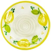 Kaladia Multireibe Reibeteller Zitrone mit Gelben Rand, Keramik, handbemalte Küchenreibe - Made in Spain