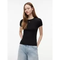 Tommy Jeans Kurzarmshirt TJW ESSENTIAL RIB SHORT SLEEVE EXT Baumwollmischung in gerippter Struktur, Slim Fit