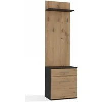 Raumhirsch Furniture Wandgarderobe Garderobenständer, Garderobe mit Schuhbank & Sitzbank (Maße 50 x 180 x 35 cm, 5 Haken), Praktischer, verschiedene Farbvarianten, pflegeleicht