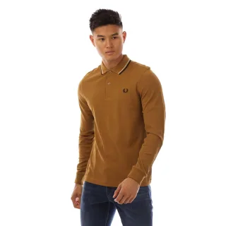 Herren Fred Perry Langarm Twin Tipped Poloshirt in Gelb