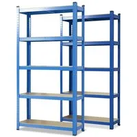 Karat Schwerlastregal Lakota aus Stahl, Belastbar bis 875kg, Aufbau ohne Werkzeug, 5 Böden, Spar-Set 2-tlg., Witterungsbeständig, In- & Outdoor, höhenverstellbare MDF-Böden