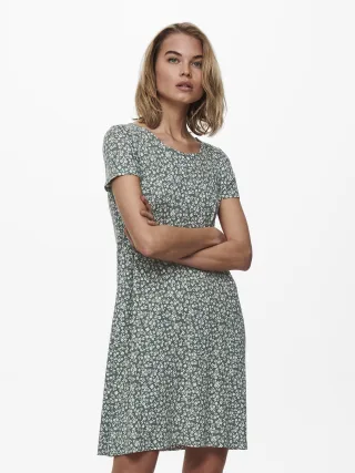 ONLY - ONLBERA BACK LACE UP S/S DRESS JRS NOOS Balsam Green - Gr. - S