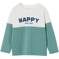 vertbaudet Langarmshirt Shirt in Colorblock-Design HAPPY COOL BOY, Jungen Recycling-Baumwolle
