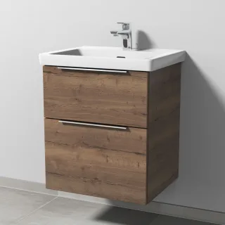 Sanipa 3way Waschtischunterbau zu Villeroy & Boch Subway 3.0 Waschtisch mit 2 Auszügen, Eiche-Tabak UM85250