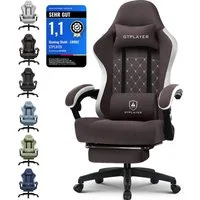 GTPLAYER Gaming-Stuhl Ergonomischer Gaming Sessel Schreibtischstuhl aus Stoff/Kunstleder (Pacekung), Federsitzkissen mit Fußstütze