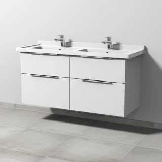 Sanipa 3way Waschtischunterbau zu Duravit Starck 3 Waschtisch mit 4 Auszügen, Weiß-Soft UM71343