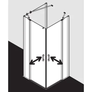 Kermi Pega Pendeltür-Eckeinstiegshälfte 2-tlg. PEEPL07818VAK 78x185cm, silber hochglanz, ESG klar, links, auf Duschplatz