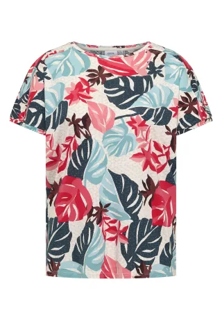 CECIL - T-Shirt mit U-Boot-Ausschnitt und Print light alabaster white - Gr. - M
