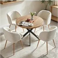 NORDICANA Essgruppe runder Esstisch Ø 95 cm mit Esszimmerstuhl, (5-tlg., 1 Esstisch und 4 Küchenstühle)