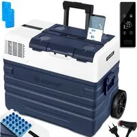 KESSER Kühlbox Kompressor Kühlbox elektrisch Gefrierbox APP-Steuerung USB-Anschluss, 52 l, 12/24 V 230V, +Teleskopstange, 2x Kühlbox Räder Kühlschrank -20 °C
