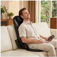 HOMCOM Shiatsu-Massagesitzauflage Rückenmassager, Set 1-tlg., 1 x Massagegerät, 1 x Adapter, 1 x Auto-Adapter, Anleitung, Shiatsu-Rückenmassager mit Wärme und Vibrationsfunktion