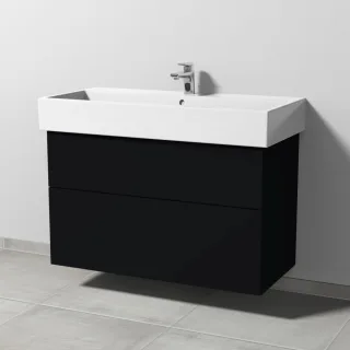 Sanipa 3way Waschtischunterbau zu Duravit Vero Air Waschtisch mit 2 Auszügen, Schwarz-Matt SF43508