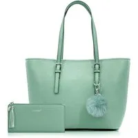 TAN.TOMI Shopper Handtasche Damen mit Geldbörse und Schlüsselanhänger, Groß Damen Handtasche, ​Geschenke für Frauen in schlichter Optik