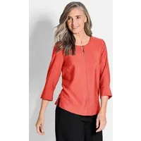 GOLDNER Schlupfbluse Viskosebluse mit 3/4-Ärmeln, Rundhals Strukturierte Bluse mit Halbarm und Ziernaht