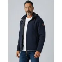 Dry Fashion Fleecejacke Helgoland Herren Wollfleece-Jacke Kapuze - Jacke Fleece Übergansjacke Windabweisend, Verstellbare Kapuze, Reißverschlusstaschen, Innentasche