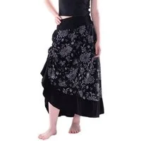 Vishes Maxirock Langer Damen Maxi-Rock längen-verstellbar Baumwolle Blüten-Muster Hippie, Retro Style, Alternative Bekleidung