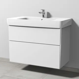 Sanipa 3way Waschtischunterbau zu Geberit Renova Plan Waschtisch mit 2 Auszügen, Weiß-Soft BR88043