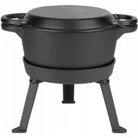 QLS Feuertopf aus Gusseisen Dutch Oven 10L 3in1 mit Deckel, Gusseisen, Pfanne & Grill, Natürlich & langlebig, Perfekt für Outdoor-Abenteuer