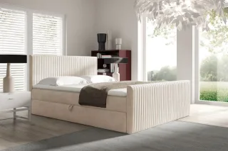Boxspringbett Schlafzimmerbett ADRIEN 120x220cm in Stoff Fresh Creme