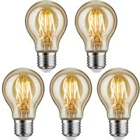 Paulmann LED-Leuchtmittel LED Standardform 4,7W E27 2500K, E27, 5 St., Extra-Warmweiß, 5er-Pack, Goldlicht