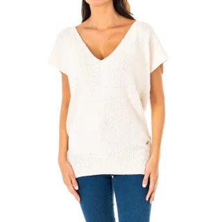 Damen Kurzarm Pullover mit V-Ausschnitt LWS007