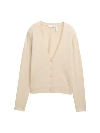 Tom Tailor - Cardigan mit V-Ausschnitt summer beige melange - Gr. - M