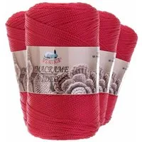 maDDma 4 x 250g Strickgarn Macrame Ideo Unifarben Häkelgarn Flechtgarn Häkelwolle, 1000 m (Sparpaket (4 Knäuel je 250g), 4-St), rot