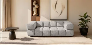 Sofa Designersofa BLANCHE 3-Sitzer in Stoff Puente Beige