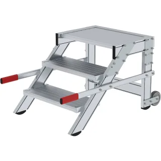 Munk Arbeitspodest fahrbar, Stufenbreite 600 mm, Aluminium geriffelt - 050012
