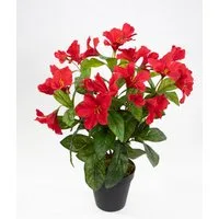 Kunstblume Hibiskus 40cm im Topf ZF Kunstpflanzen Blumen künstlicher Eibisch Hibiskus, Seidenblumen Roß, Höhe 40 cm, Rot