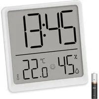 ADE Tischuhr Digitale Uhr mit Temperatur- und Luftfeuchtigkeitsanzeige mit Batterie, Wecker, Schlummerfunktion