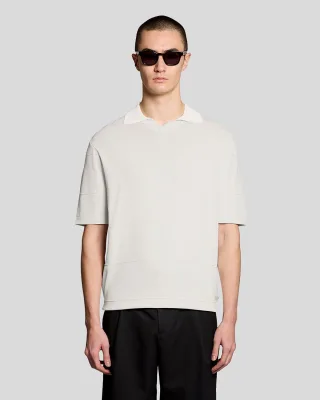 Offenes Kragen Feinstrick Poloshirt