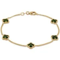 Elli Armband Kleeblatt Emaille Grün 925 Sterling Silber vergoldet (kein Set, 1-tlg)