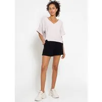 SASSYCLASSY Shorts Musselin Sommershorts miot breitem Bund Baumwoll Shorts mit elastischem Bund und locker geschnittenem Bein