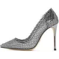 Derimod Leder-Stiletto-Pumps mit Strasssteinen Pumps Nieten-Mesh, Echtes Leder, EVA-Sohle, Stilettoabsatz, Slip-On-Design