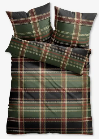 bonprix Bettwäsche mit Karos, grün, Gr.155x220 cm, kuschelige Bettwäsche mit Karo Design, aus 100% Baumwolle