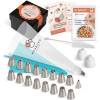 Wenburg Spritztüllen 43er-Set Tortendekoration Spritztüllen, Nylon/Polyethylen (PE)/Polypropylen (PP)/Edelstahl, kreativ dekorieren Muffin Cupcake Kuchen Torten rostfreies Edelstahl