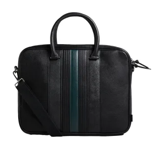Ted Baker Nevver Herren Schwarz Gestreifte Dokumententasche