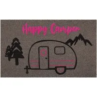 Wecon home Fußmatte Happy Camper, rechteckig, Höhe: 18 mm, rutschfest, robust, innen, Außenbereiche überdacht, schwer