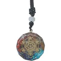 Saraswati Kette mit Anhänger Halskette Orgone "Metatron" Edelsteine 4cm mit 30cm langem Nylonband