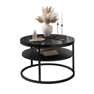 Lookway Couchtisch, Schwarz, Holzwerkstoff, Rund, 60x42x60 cm, Wohnzimmer, Wohnzimmertische, Couchtische