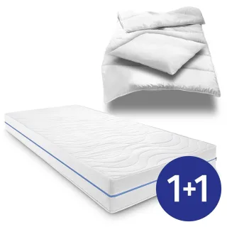 Ergonomische Matratze 140x200 cm 7-Zonen Supportho Premium, Höhe 18 cm, Härtegrad H2/H3 + CloudComfort Basic Mikrofaser Bettset 135 x 200 cm + 80 x 80 cm