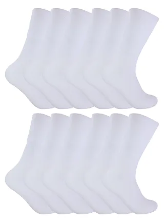 12 Paar Herren thermische diabetische Socken | Socken Snob | Nicht elastische extra breite diabetische Socken für schlechte Durchblutung - weiß