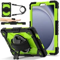 Wigento Tablet-Hülle Für Samsung Galaxy Tab A11 Hybrid Hülle mit Halter & Schultergurt Grün, Hybrid Schutzhülle Smart Case Cover mit Schultergurt